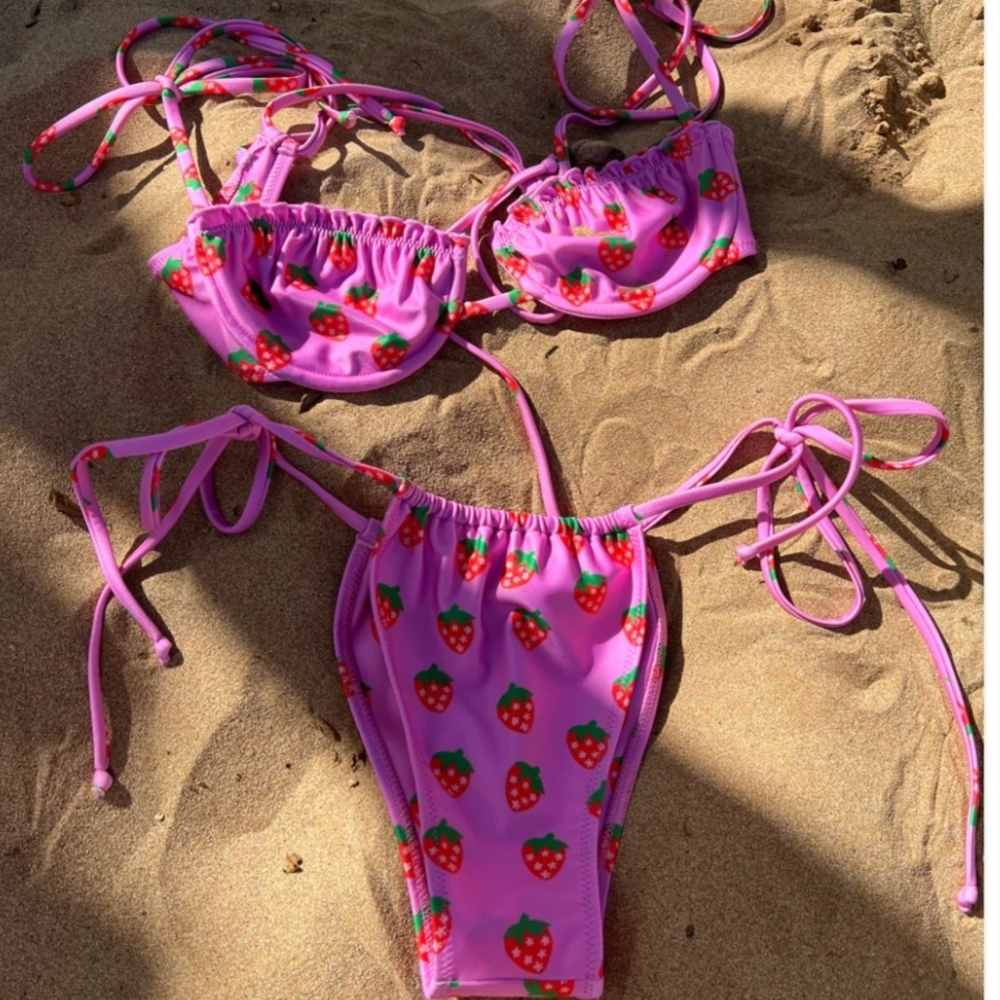 Strawberry Milk Mob Pink Strawberry Bikini